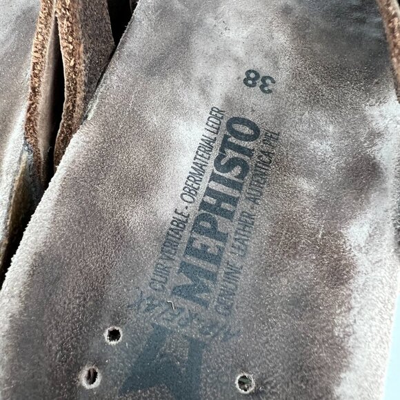 Mephisto‎ Hannel Slide Sandals Womens EU 38 US 8 Brown Leather Double Strap - Picture 7 of 12